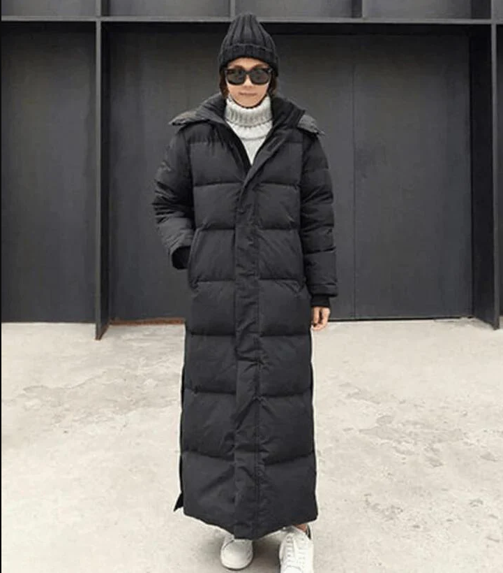 Long Down Jacket with Hood for Women