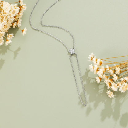 Silver-Tone And Crystal Bloom Lariat Bracelet