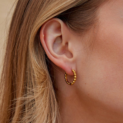 Soraya Gold-Tone Bead Hoop Earrings