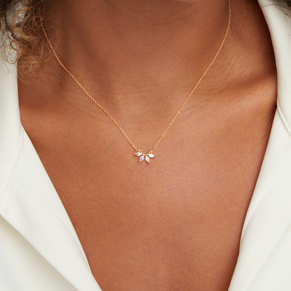 Silver-Tone Crystal Leaf Pendant Necklace