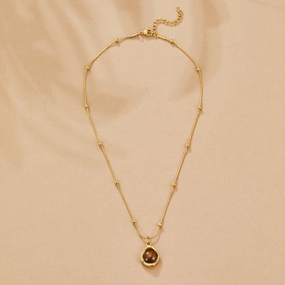 Amber Stone Pendant Necklace