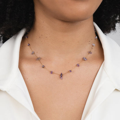 Amethyst Purple Crystal Bead Necklace