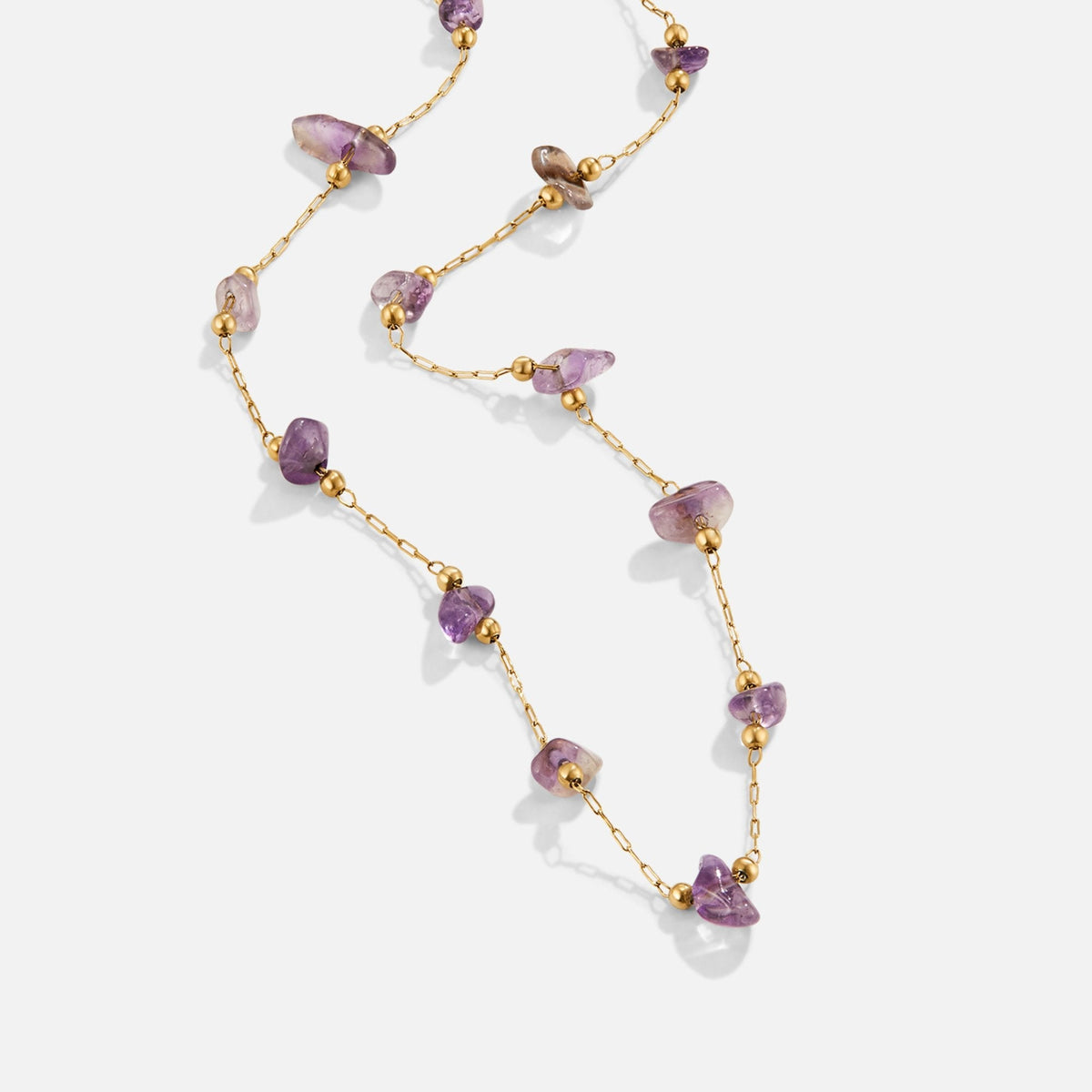 Amethyst Purple Crystal Bead Necklace