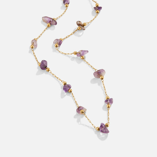 Amethyst Purple Crystal Bead Necklace