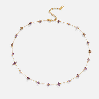 Amethyst Purple Crystal Bead Necklace