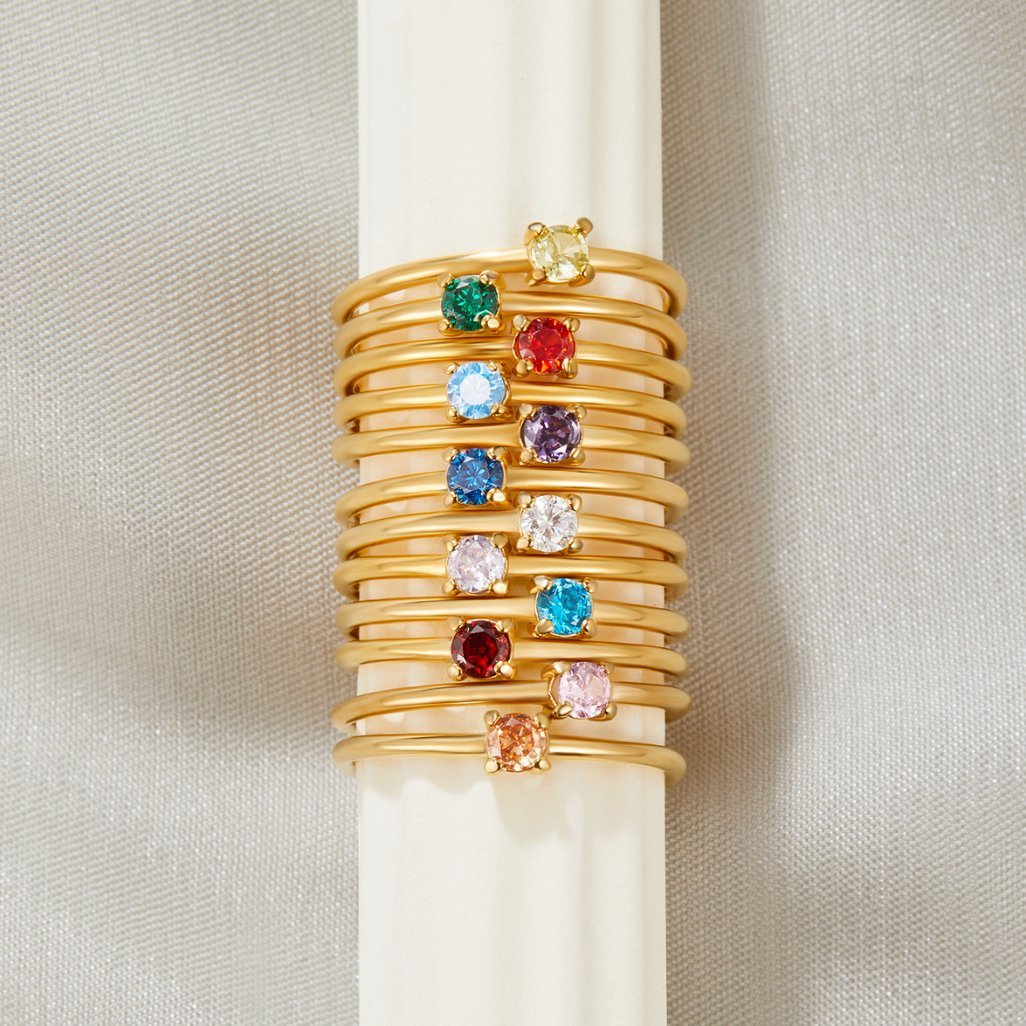 April Birthstone Gold-Tone Ring