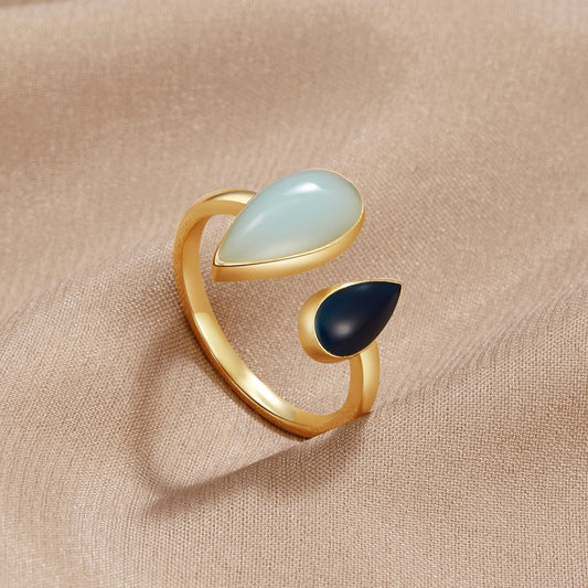 Aquamarine Blue Teardrop Ring