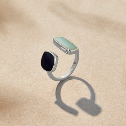 Aquamarine Blue Wrap Silver-Tone Ring