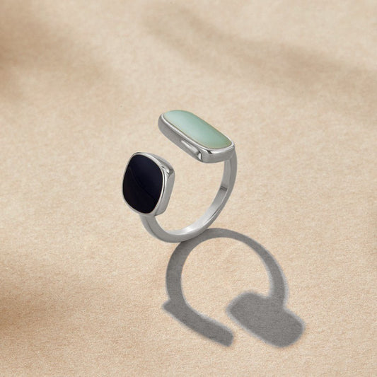 Aquamarine Blue Wrap Silver-Tone Ring