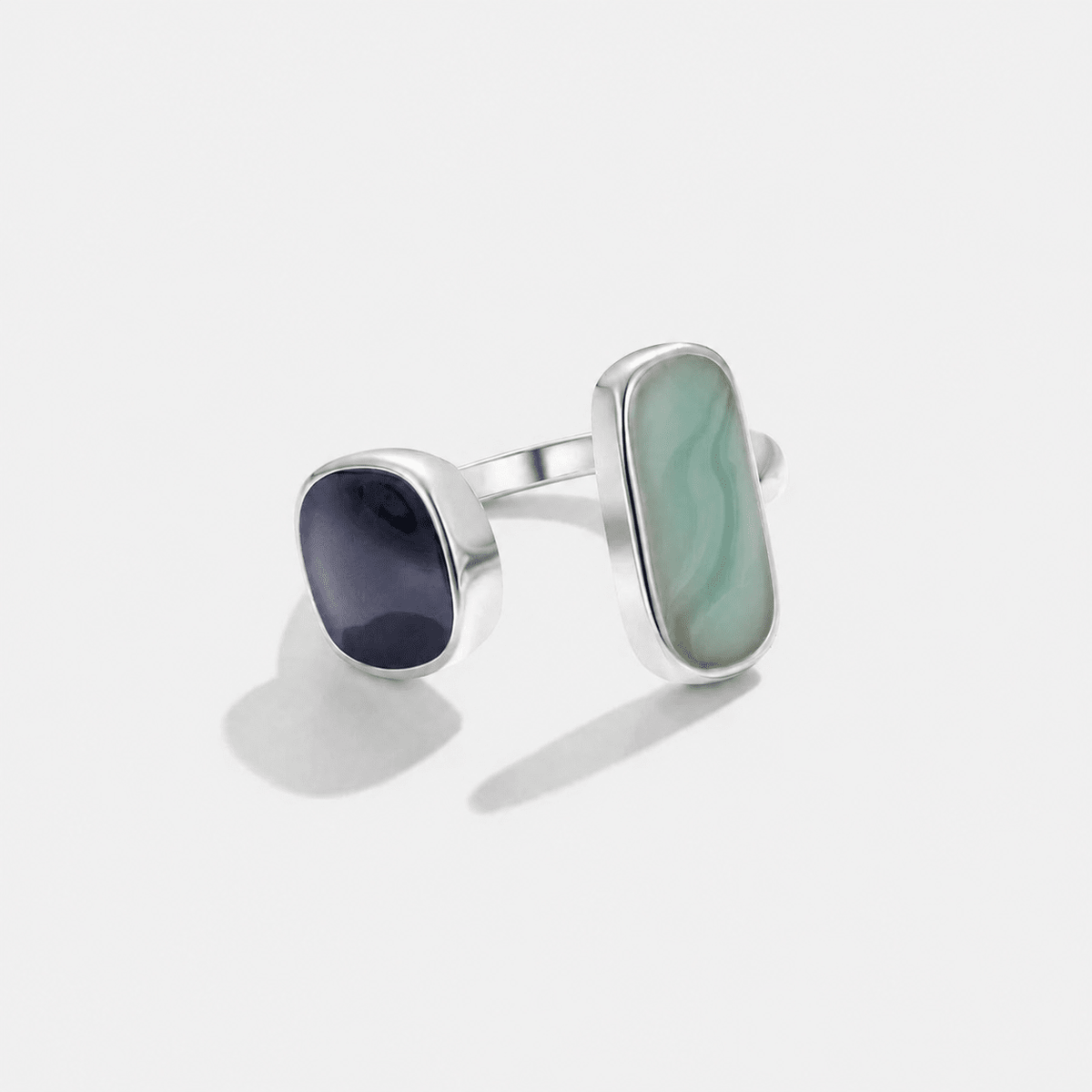Aquamarine Blue Wrap Silver-Tone Ring