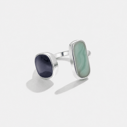 Aquamarine Blue Wrap Silver-Tone Ring