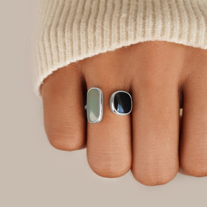 Aquamarine Blue Wrap Silver-Tone Ring