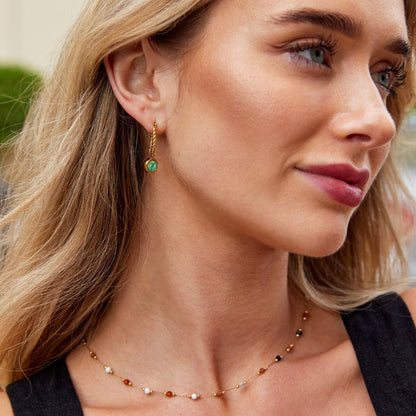 Aventurine Green Twisted Hoop Earrings