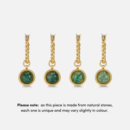 Aventurine Green Twisted Hoop Earrings