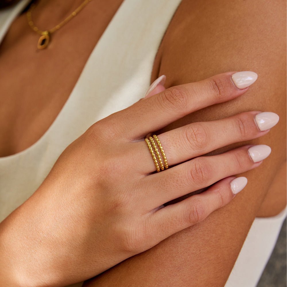 Beaded Ohio Gold-Tone Ring
