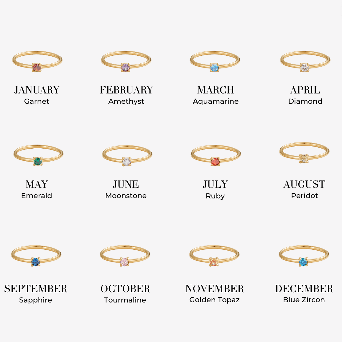 Birthstone Gold-Tone Rings