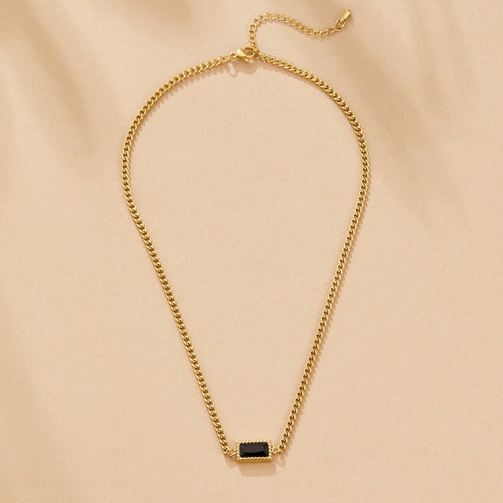 Black Onyx-Tone Pendant Necklace
