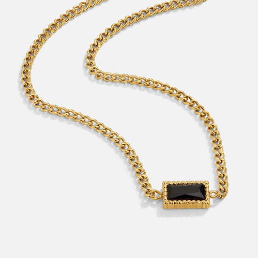 Black Onyx-Tone Pendant Necklace