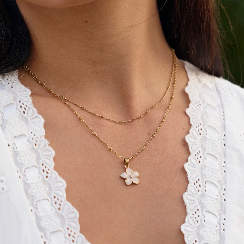 Blush Pink Sakura Bloom Gold-Tone Necklace