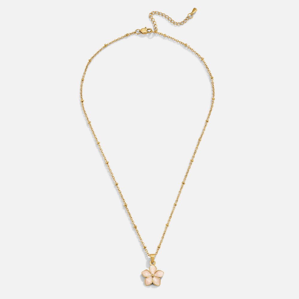 Blush Pink Sakura Bloom Gold-Tone Necklace