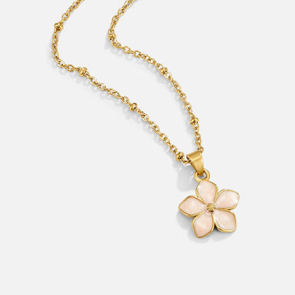 Blush Pink Sakura Bloom Gold-Tone Necklace