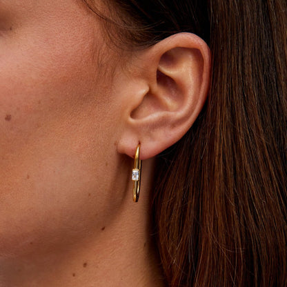 Crystal & Gold-Tone Diana Hoop Earrings