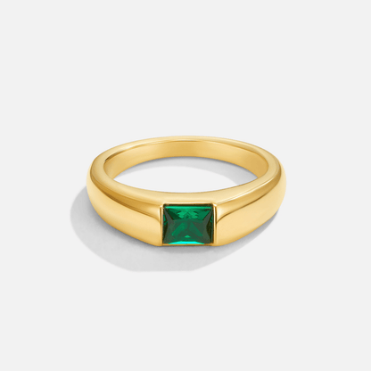 Ember Gold-Tone & Emerald Green Ring