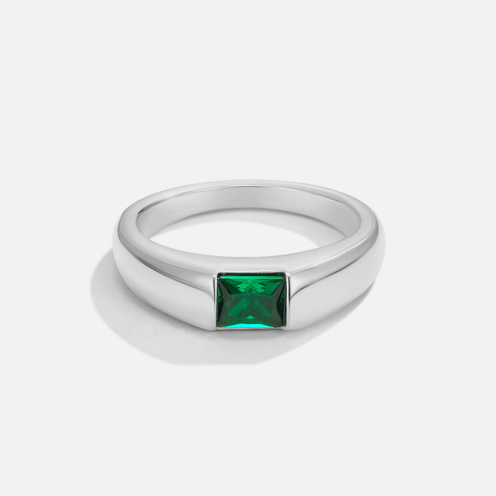 Ember Silver-Tone & Emerald Green Ring