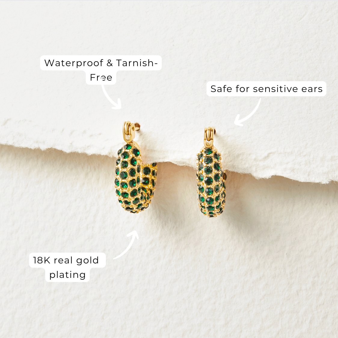Emerald Green Beauty Hoop Earrings