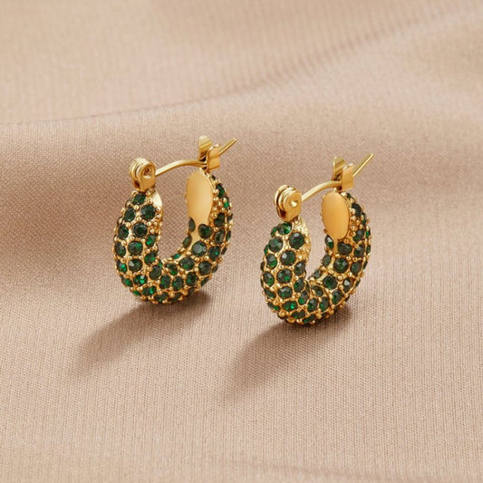 Emerald Green Beauty Hoop Earrings
