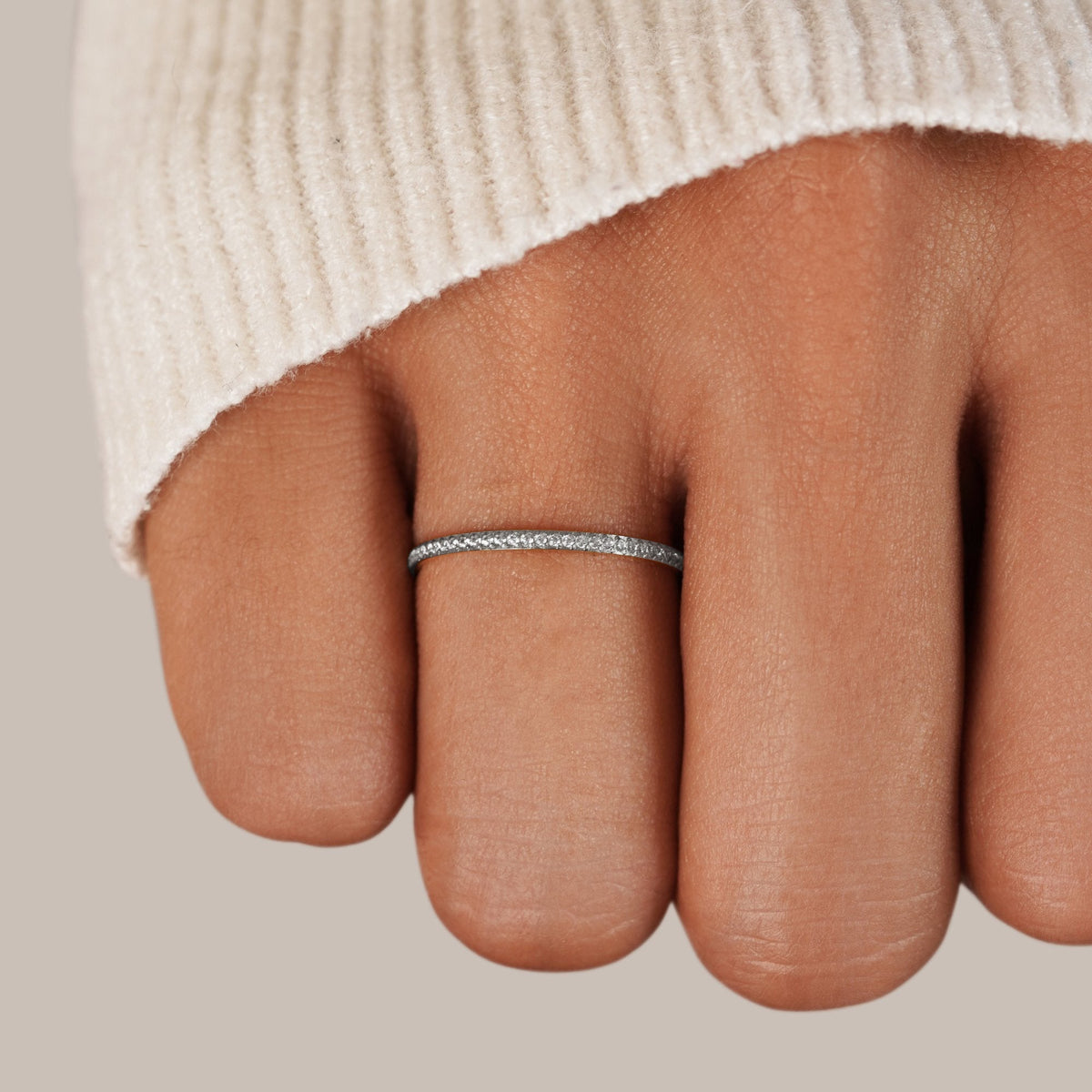 Silver-Tone Eternity Crystal Ring