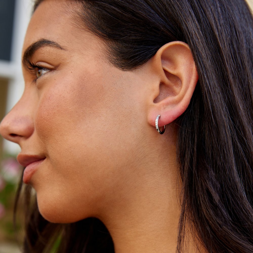 Eternity Hoop Earrings (Silver-Tone)