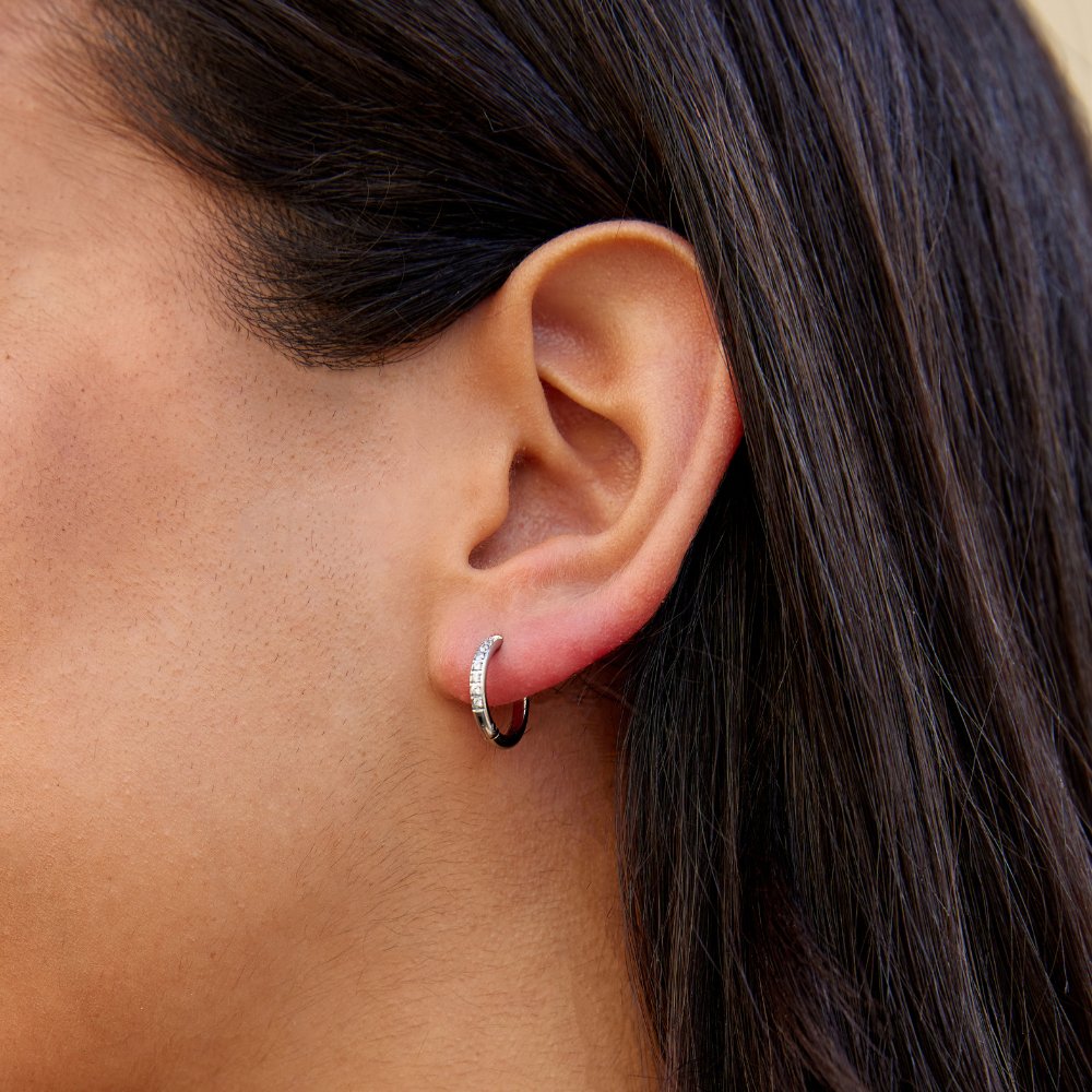 Eternity Hoop Earrings (Silver-Tone)