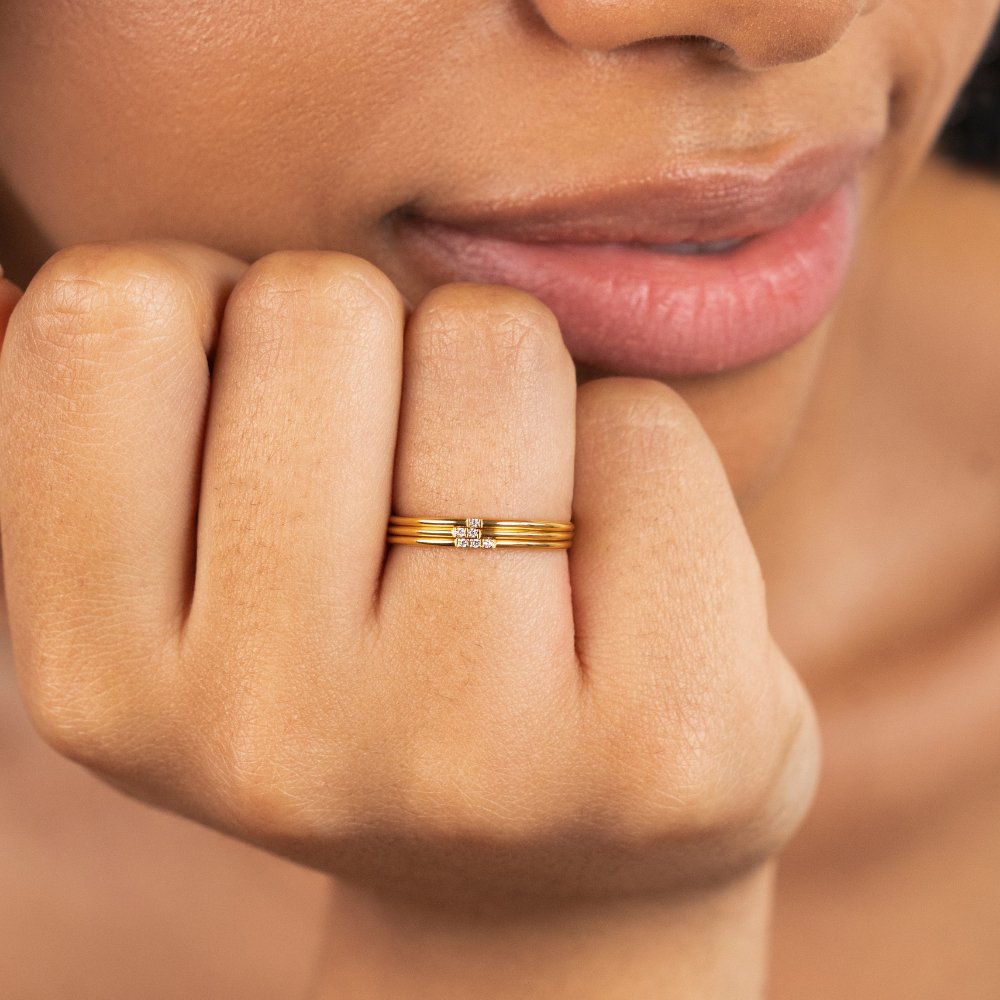 Eula Gold-Tone & Crystal Band Ring Set