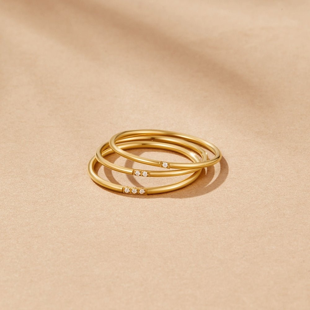 Eula Gold-Tone & Crystal Band Ring Set