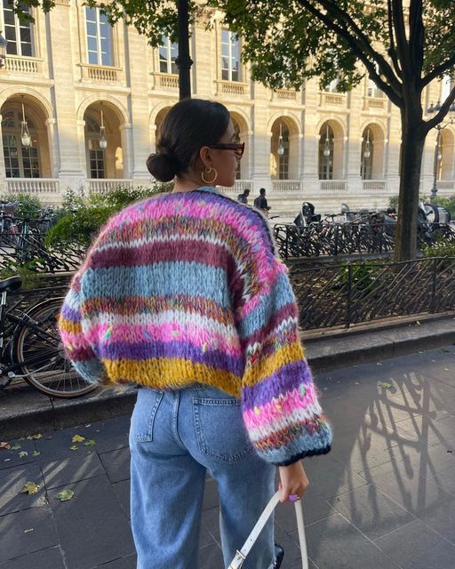 I Striped Sweater with Open Design