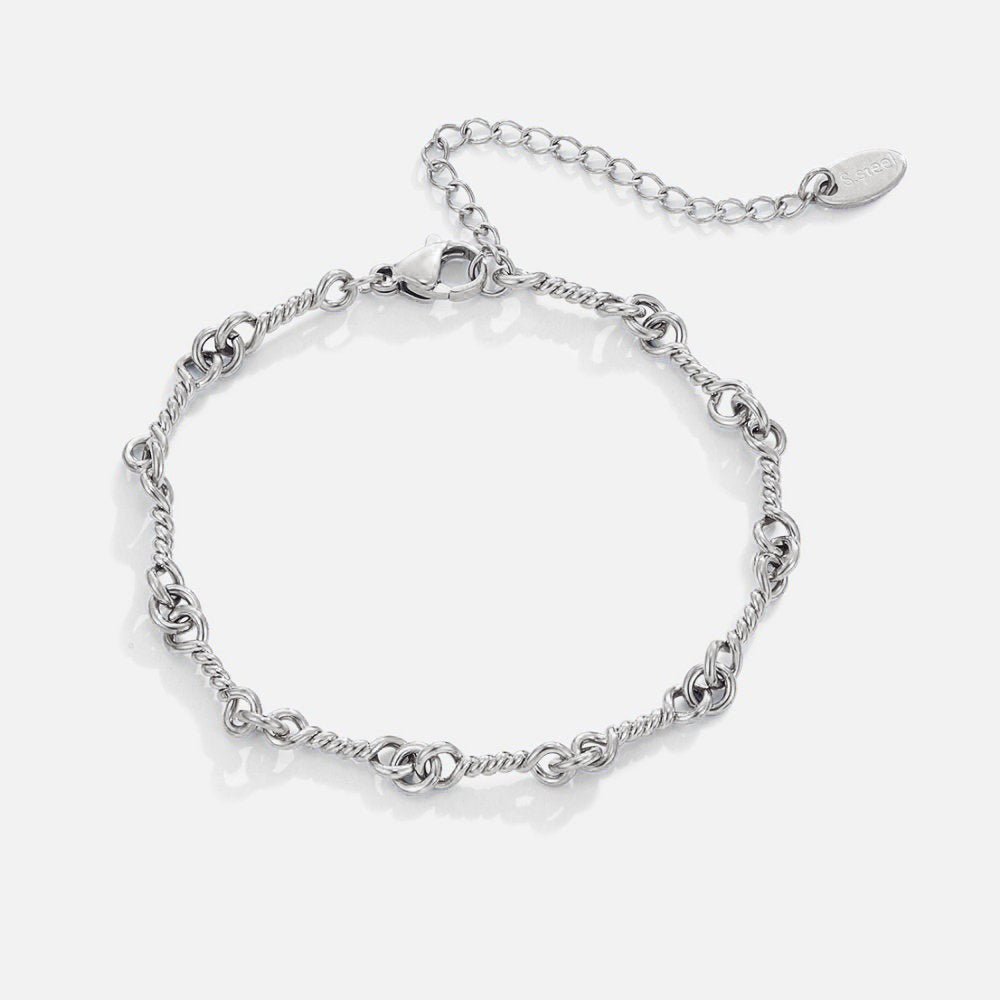 Figaro Silver-Tone Knot Chain Bracelet
