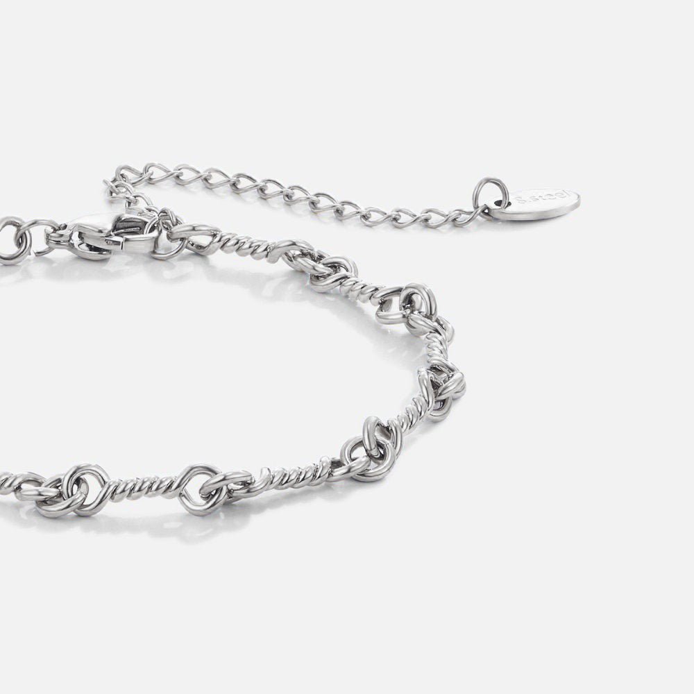 Figaro Silver-Tone Knot Chain Bracelet