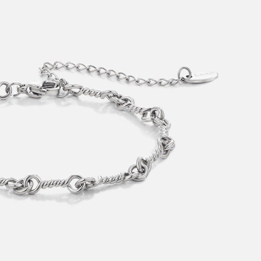 Figaro Silver-Tone Knot Chain Bracelet