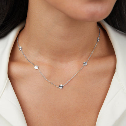 Flower Power Silver-Tone Chain Necklace