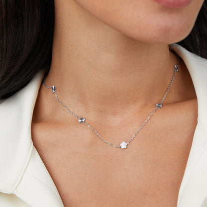 Flower Power Silver-Tone Chain Necklace