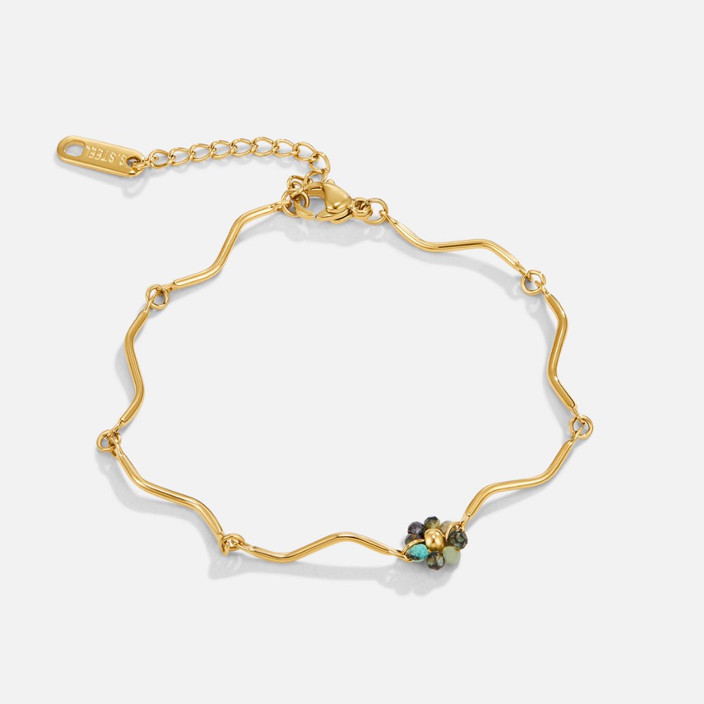 Forest Flower Stone Gold-Tone Bracelet