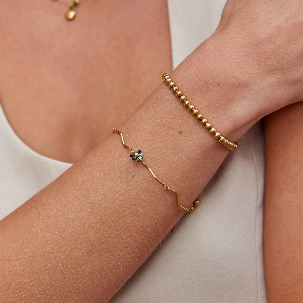 Forest Flower Stone Gold-Tone Bracelet