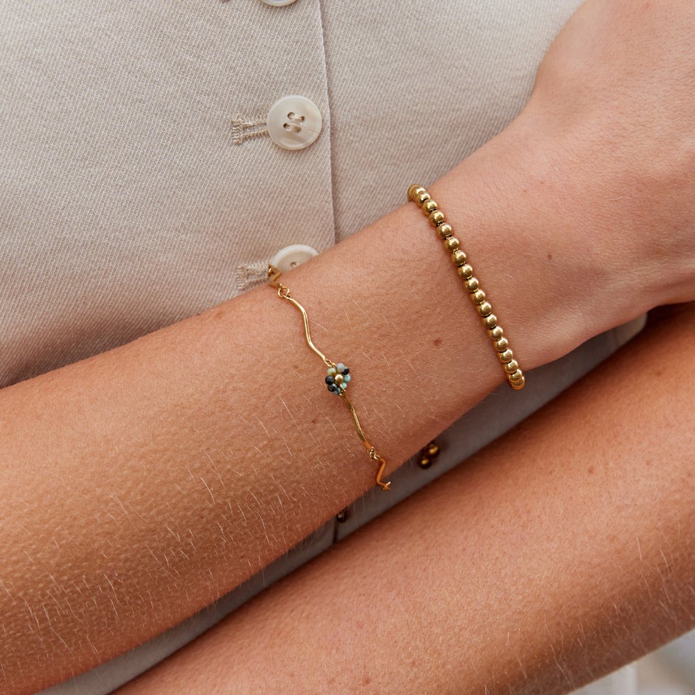 Forest Flower Stone Gold-Tone Bracelet