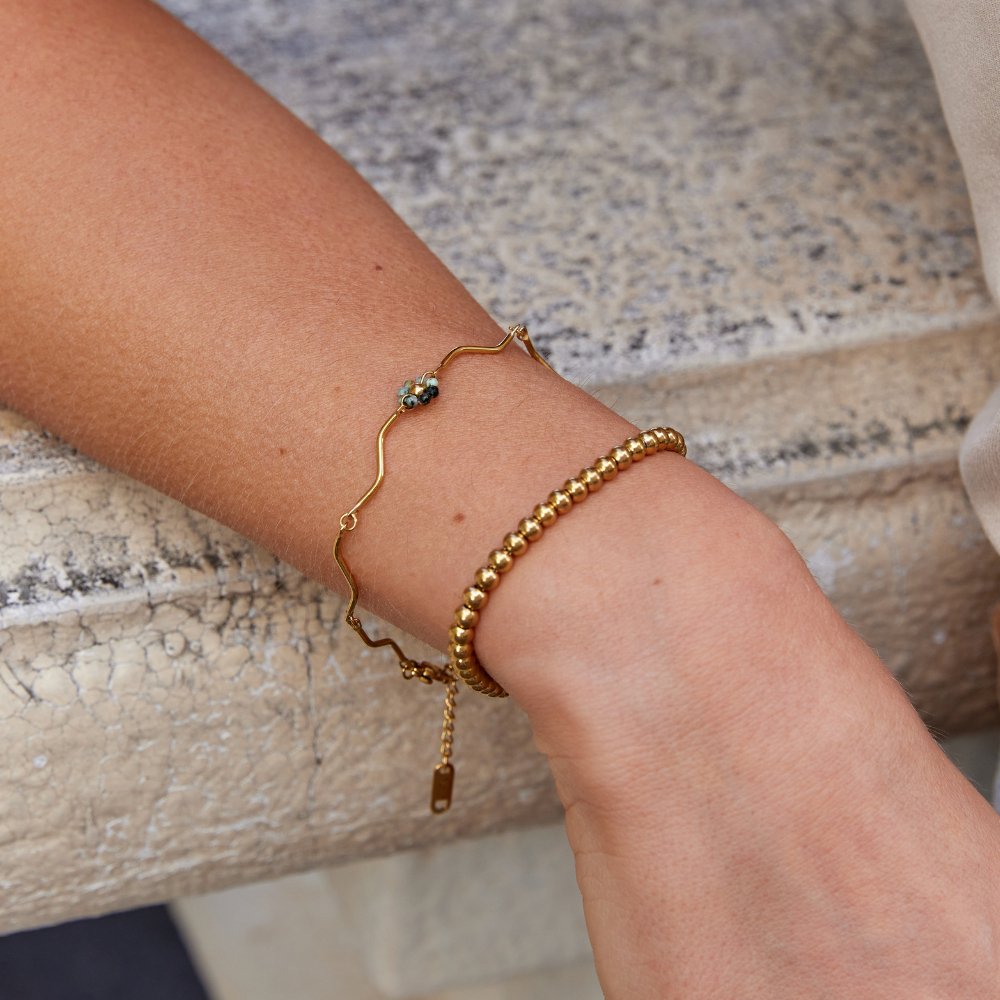 Forest Flower Stone Gold-Tone Bracelet