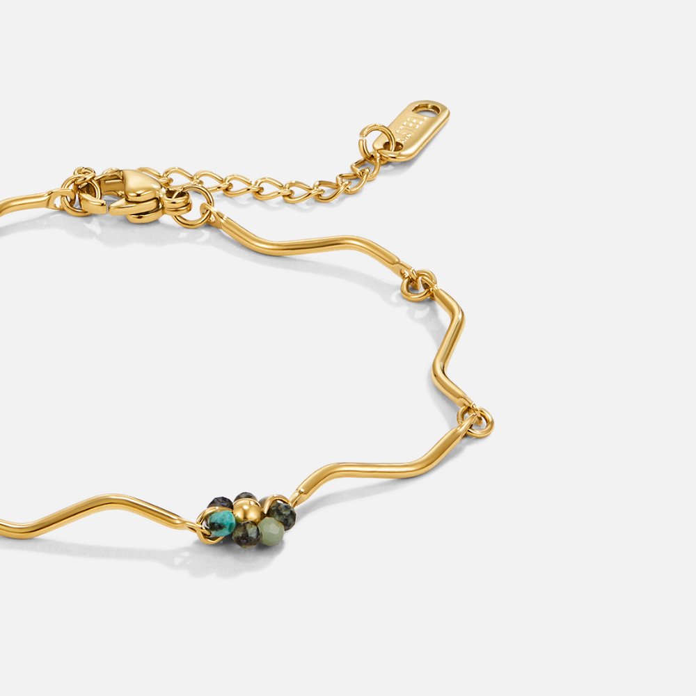 Forest Flower Stone Gold-Tone Bracelet