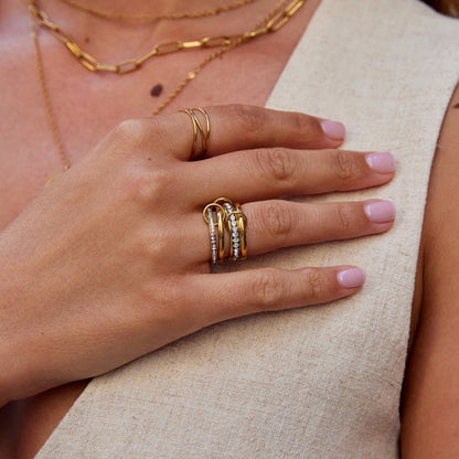 'Forever' Link Crystal & Gold-Tone Ring