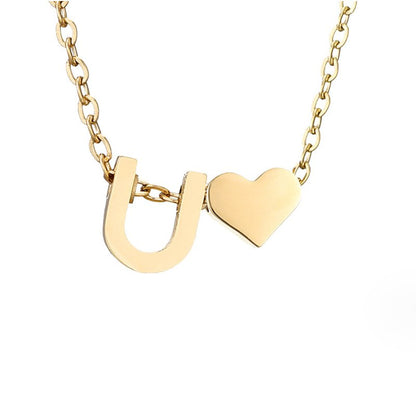 Forever Love and Letter Gold-Tone Necklace