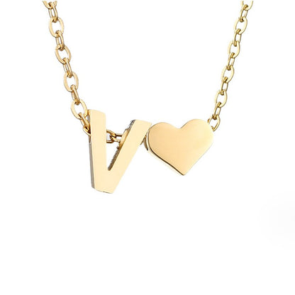 Forever Love and Letter Gold-Tone Necklace
