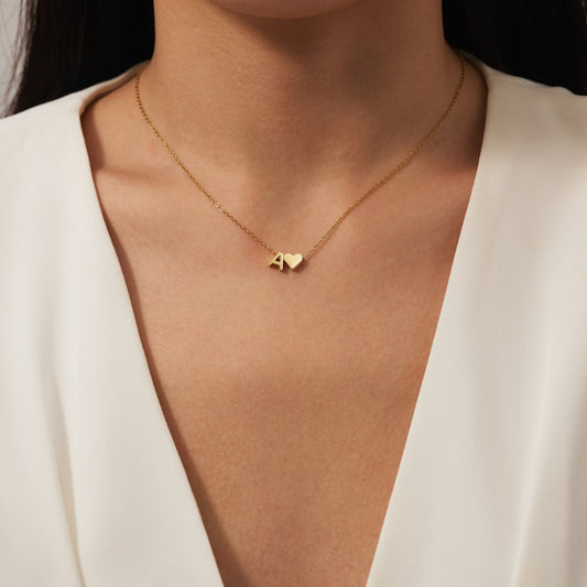 Forever Love and Letter Gold-Tone Necklace